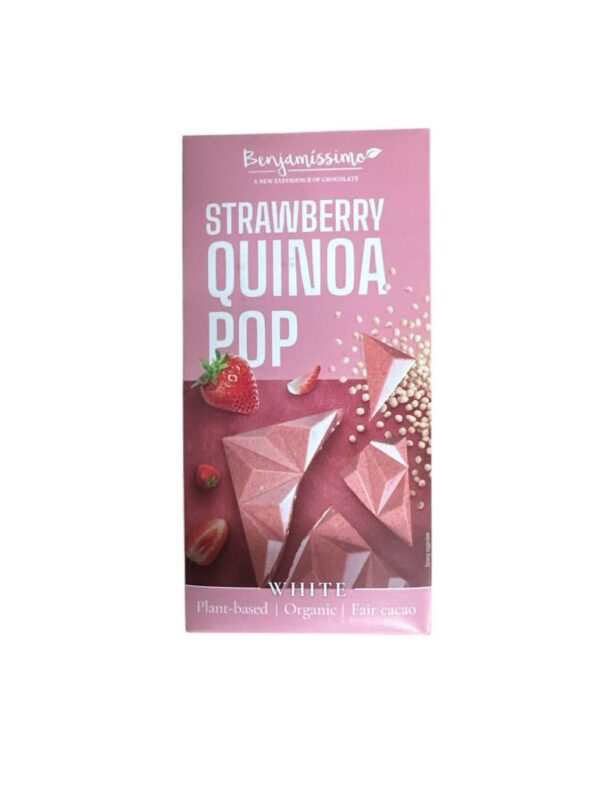Benjamissimo bio fehércsokoládé eperrel és quinoa puffancsal 60g