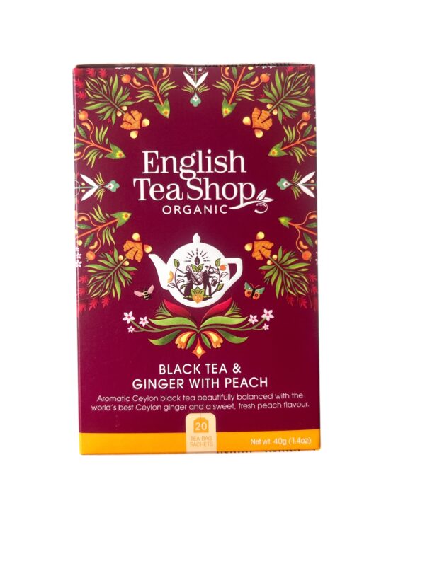 English Tea Shop Organic Black Tea with Peach – Bio fekete tea őszibarackkal 40 g